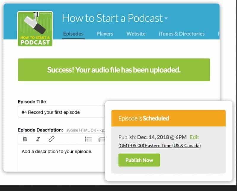 Upload et planification de Buzzsprout